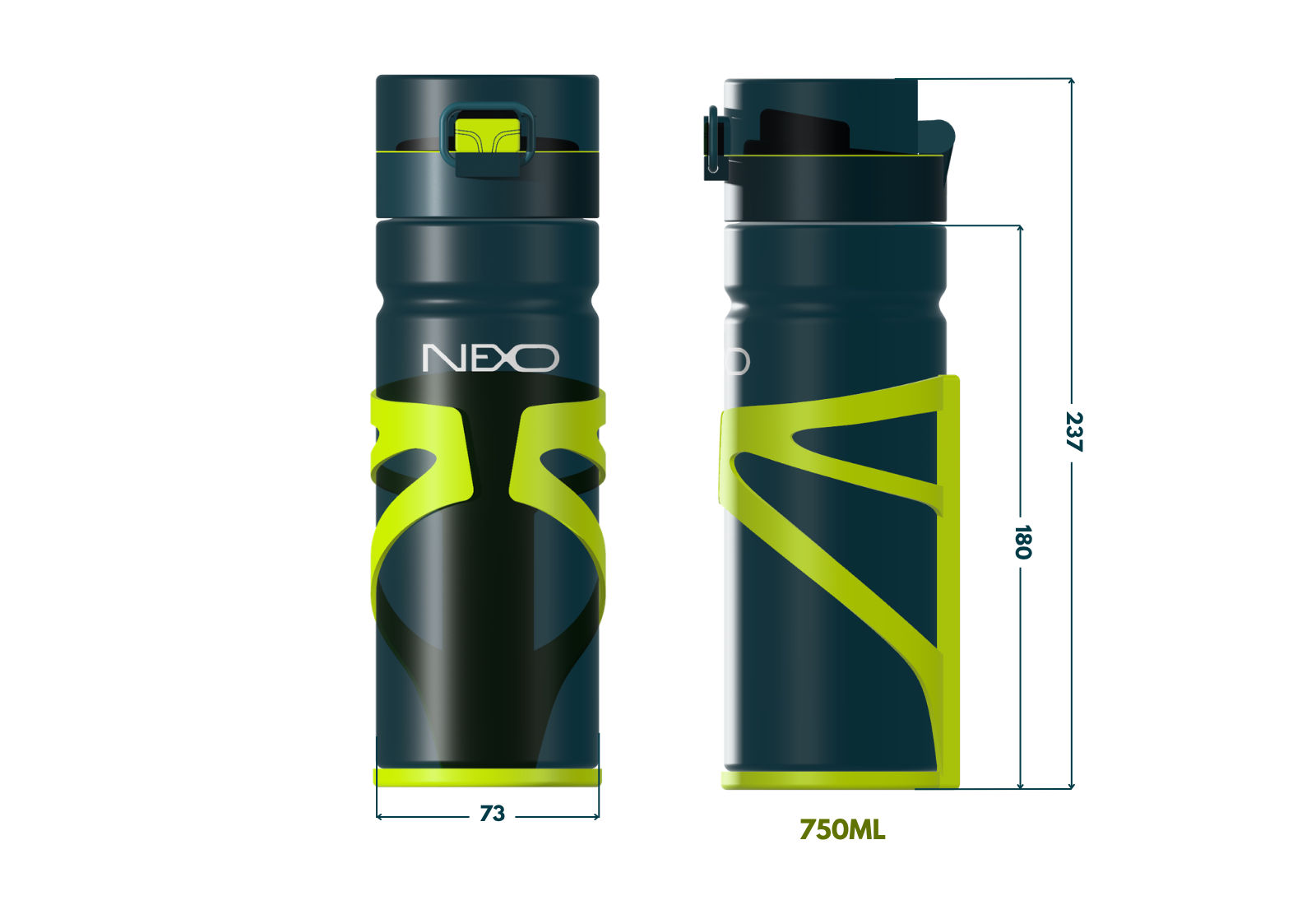 Nexo — medidas técnicas de la botella